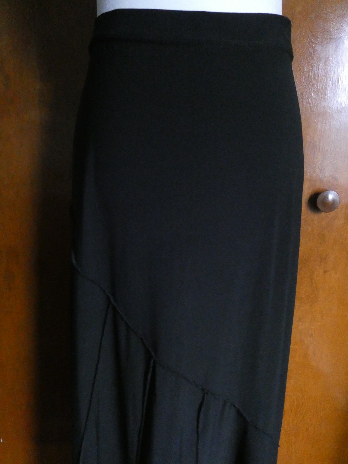 Carole Little Women Black Maxi Skirt Medium Stretch Asymmetrical Hem Pull On