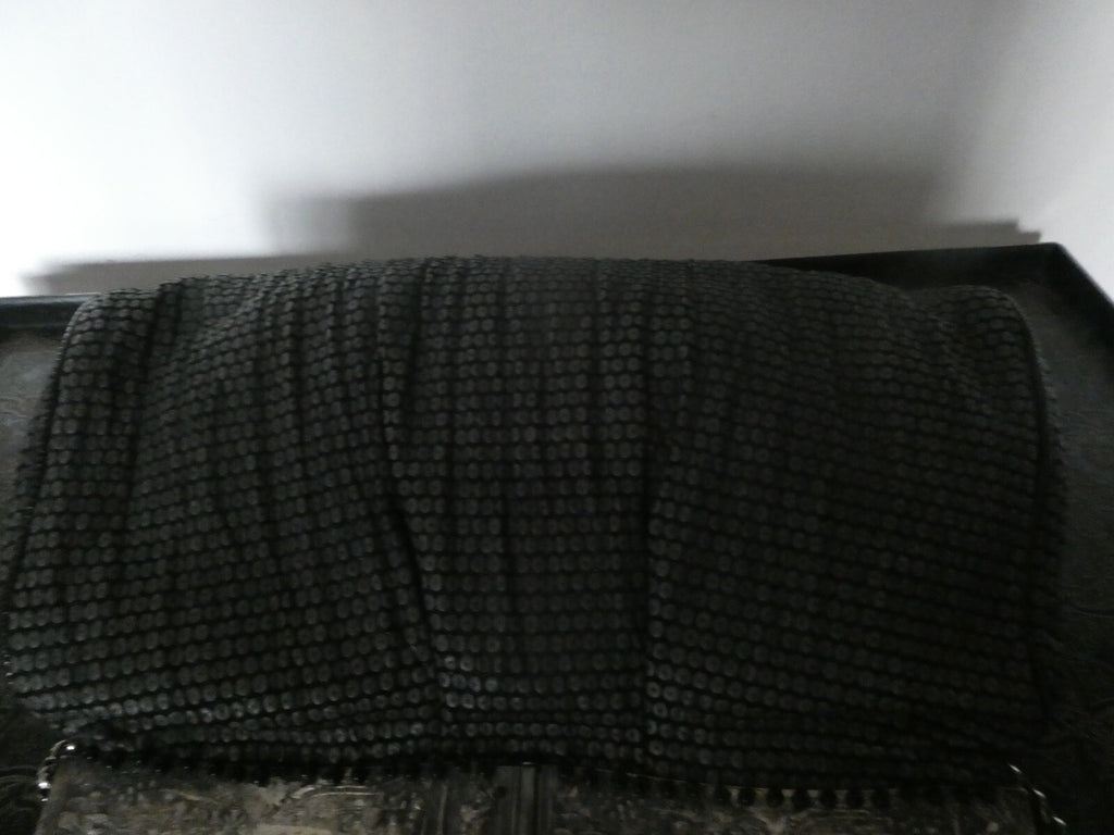 Grace Ann Agostino Vintage Womens Black Woven Leather Bag Purse Silver Tone Deco