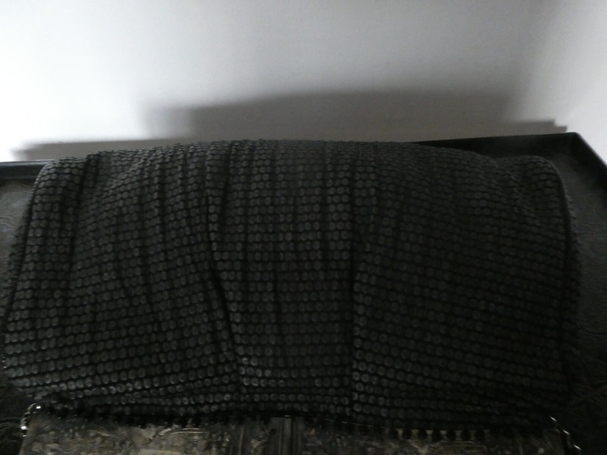 Grace Ann Agostino Vintage Womens Black Woven Leather Bag Purse Silver Tone Deco