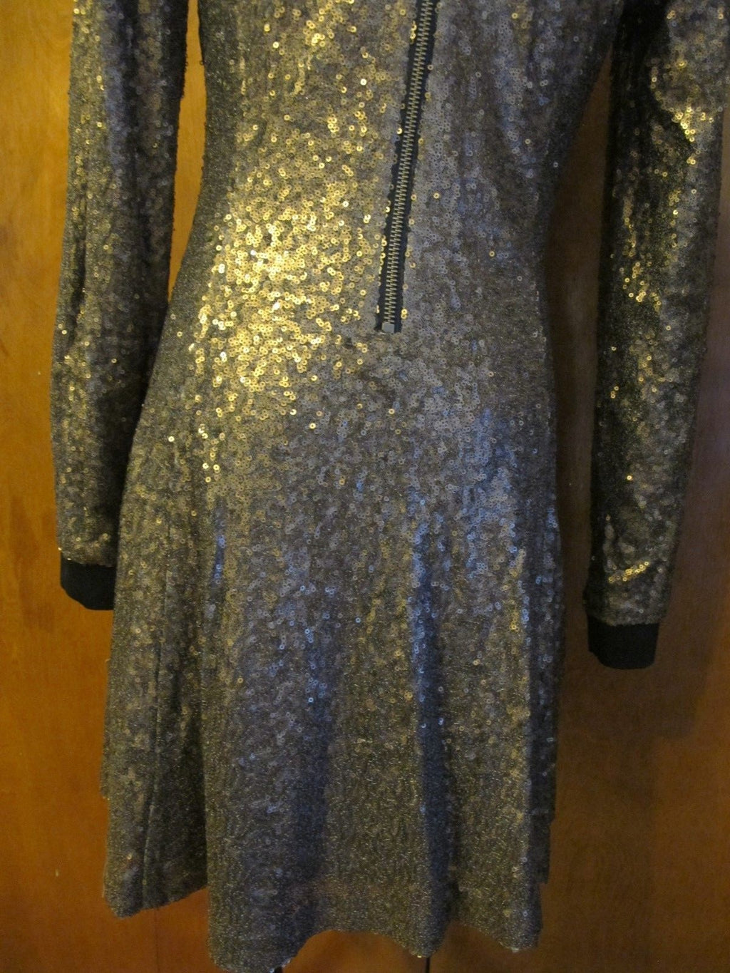 Rachel Roy Women’s Gold Sequin Fit Flare Lined Evening Dress 