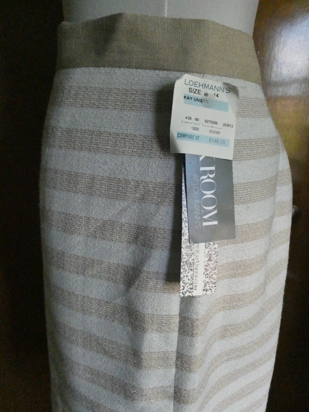 Kay Unger beige women's stylish lined skirt size 14
