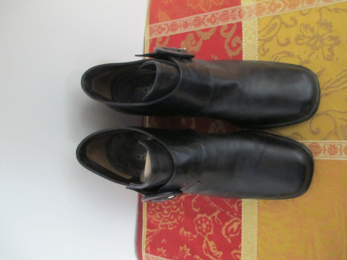 Marie Claire women’s ankle leather black block boots shoes heels size 38 Italy	