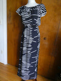 J.Stars Sexy Maxi Dress Off The Shoulders Ruffles Multi-Color Navy/White L/XL