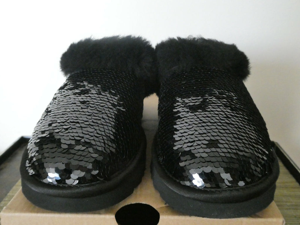 UGG Cluggette Sequins Sheepskin Flux Cozy Women Black Slipper 5,6,7 Style1127490