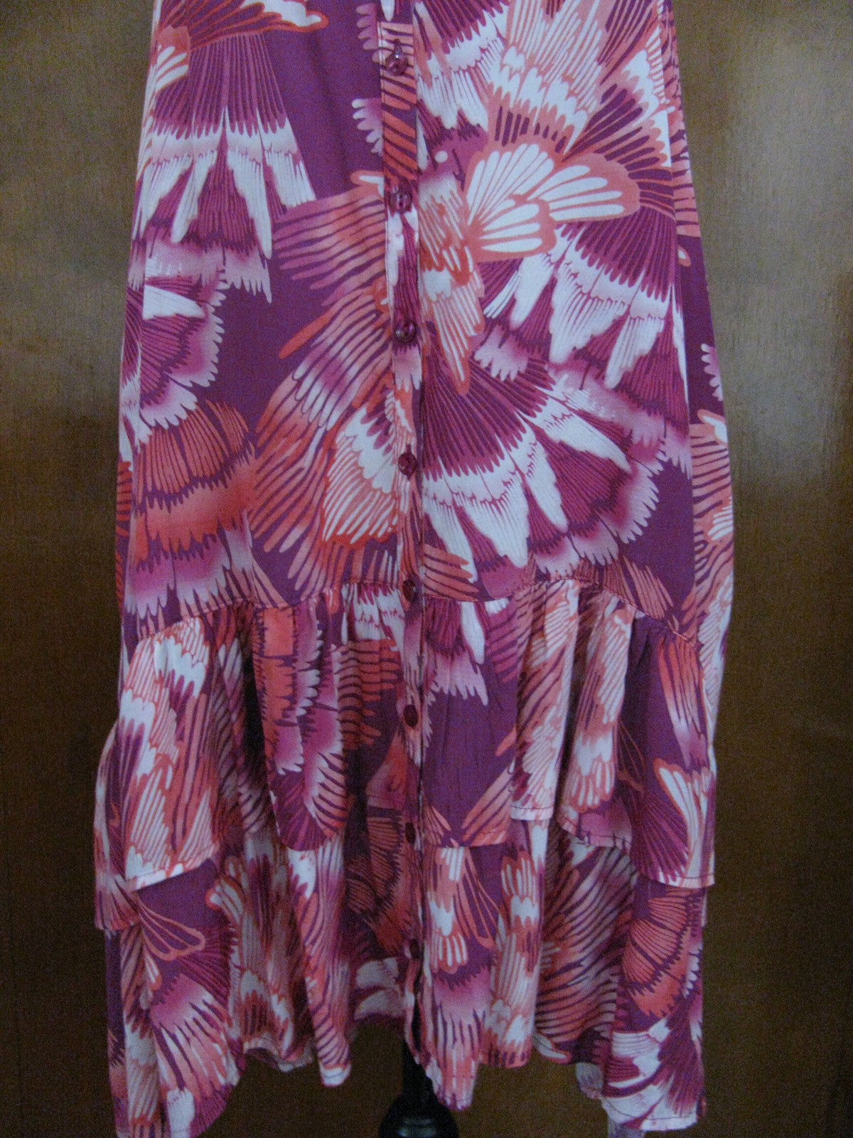 Free People women's raspberry peacock print sheer dress Medium 