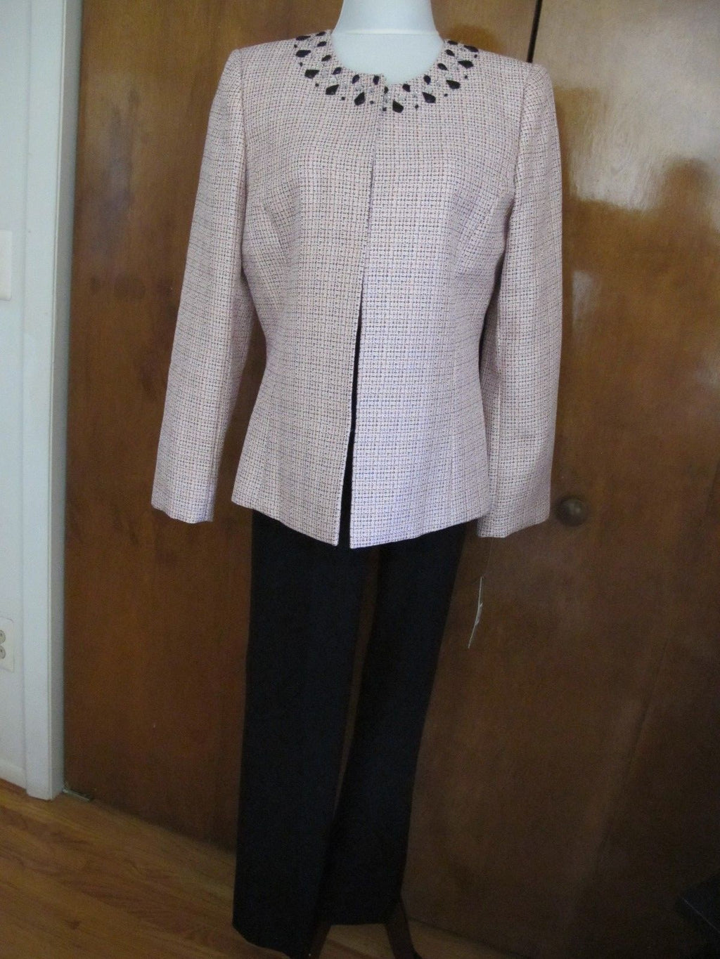 Tahari Asl Women’s Pink Black Pant Suit Set New