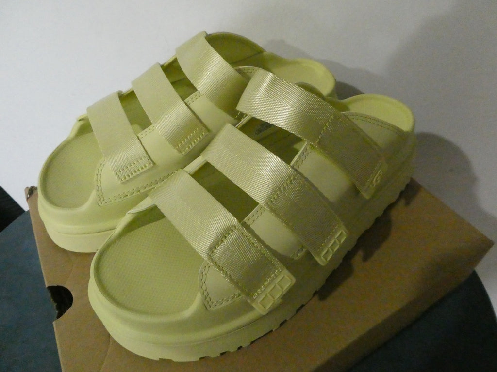 UGG GoldenGlow Slide Sandals Women Yellow Platform 1167430 Adjustable Straps 10
