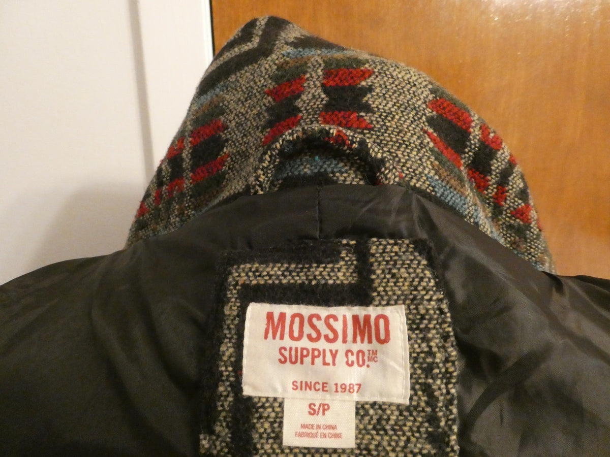 Mossimo Supply Jacket Hooded Brown Multicolor Lined Button Up Size Small