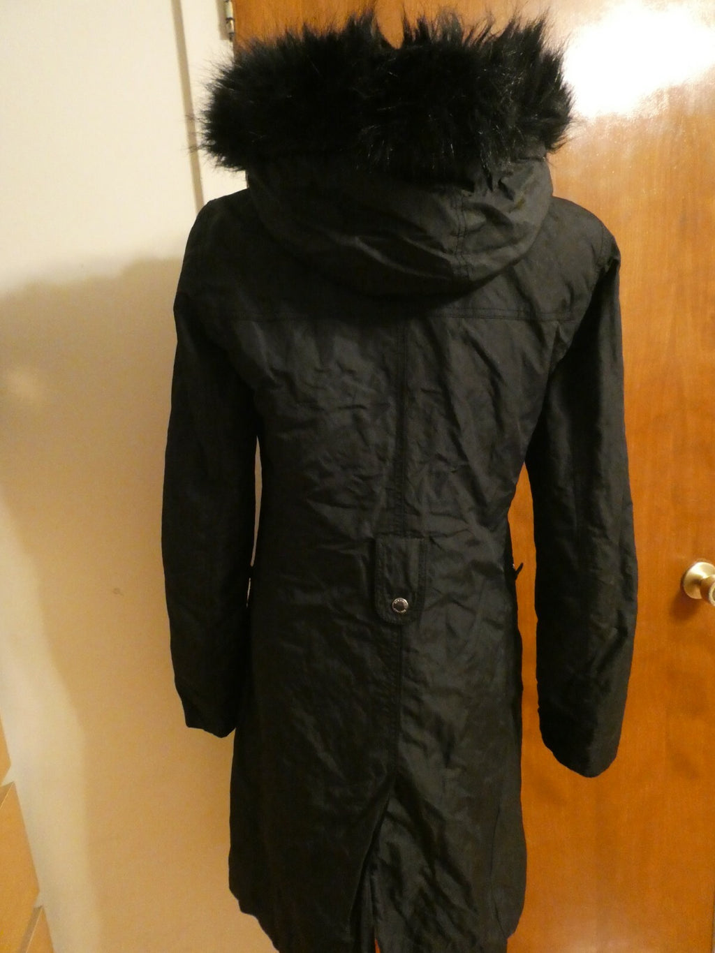 Laundry By Shelli Segal Women's Black Long Winter Coat Removable Hood Medium