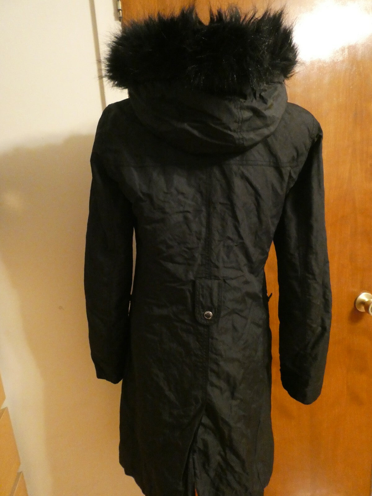 Laundry By Shelli Segal Women's Black Long Winter Coat Removable Hood Medium