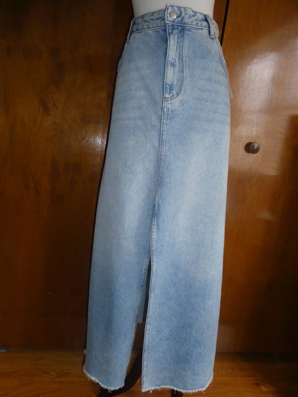 Anthropologie by Pilcro Women Madi Front-Slit Denim Maxi Skirt 14 (can fit 12)