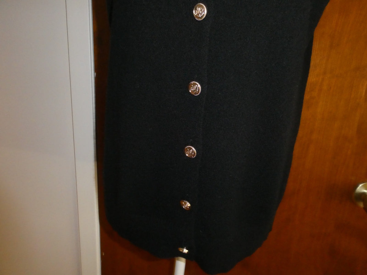Bloomingdale's 100% Cashmere Button Front Sweater Vest Black XS S M XL $178 NWT