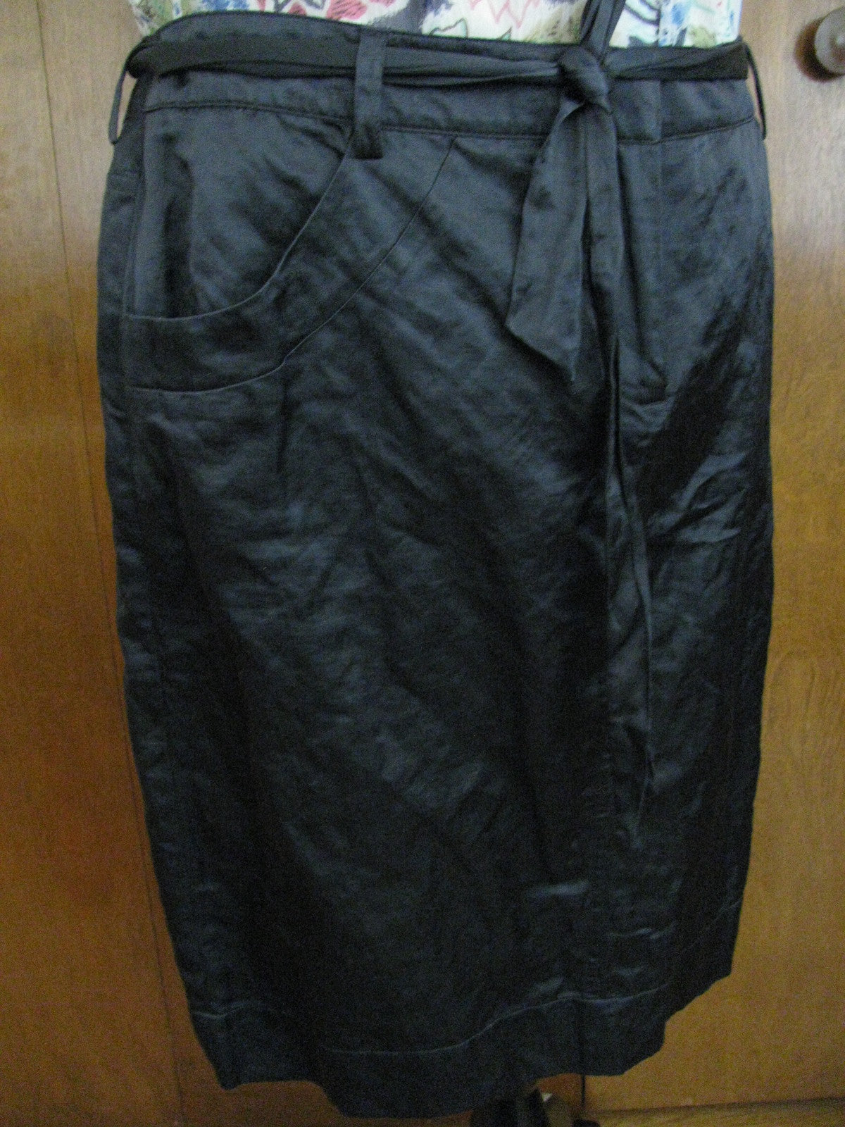 Eileen Fisher  women's graphite steel satin cotton gorgeous skirt Size 14 