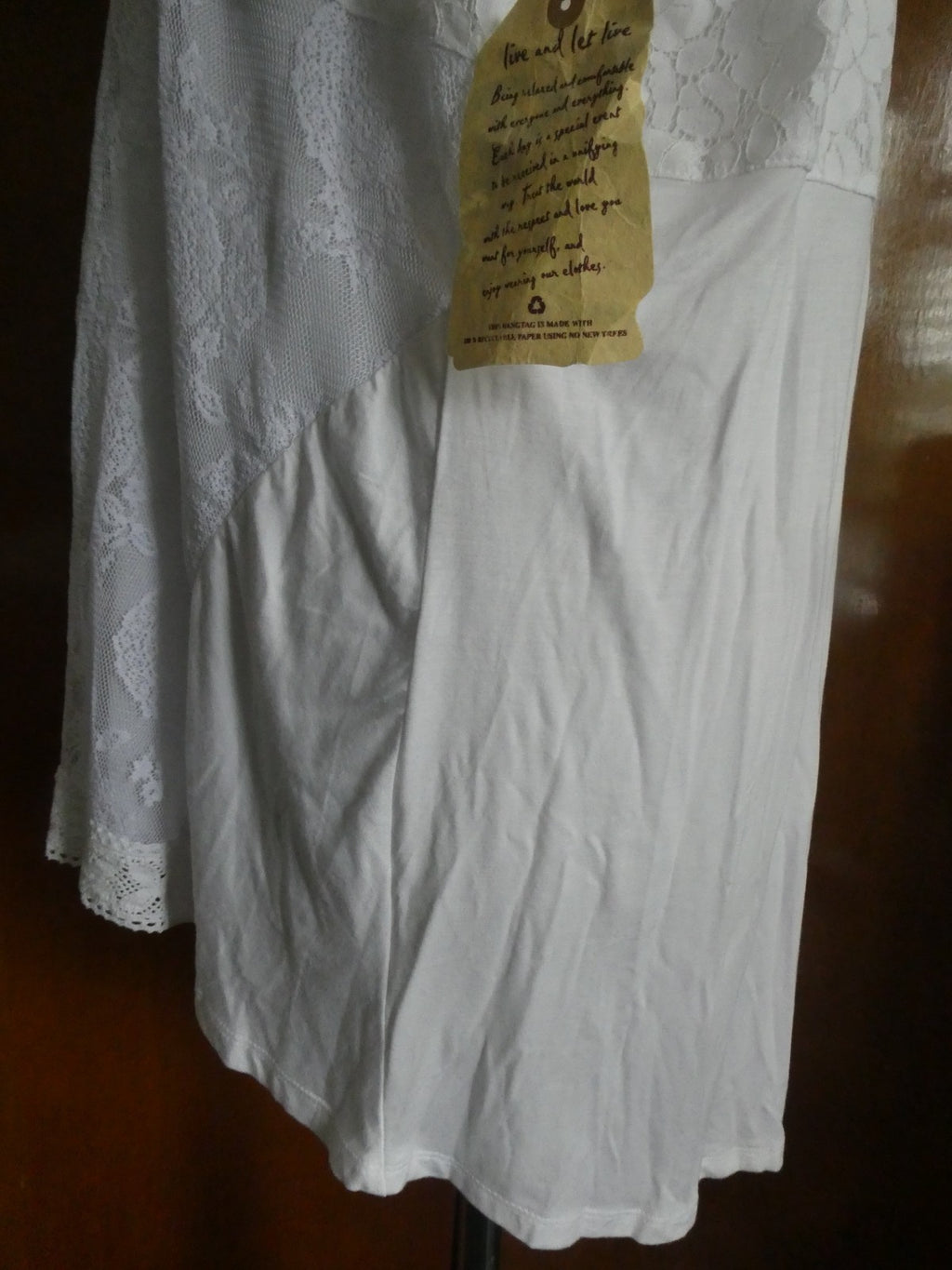 ONE Word women's white fabric craft embroidered lined blouse XLarge