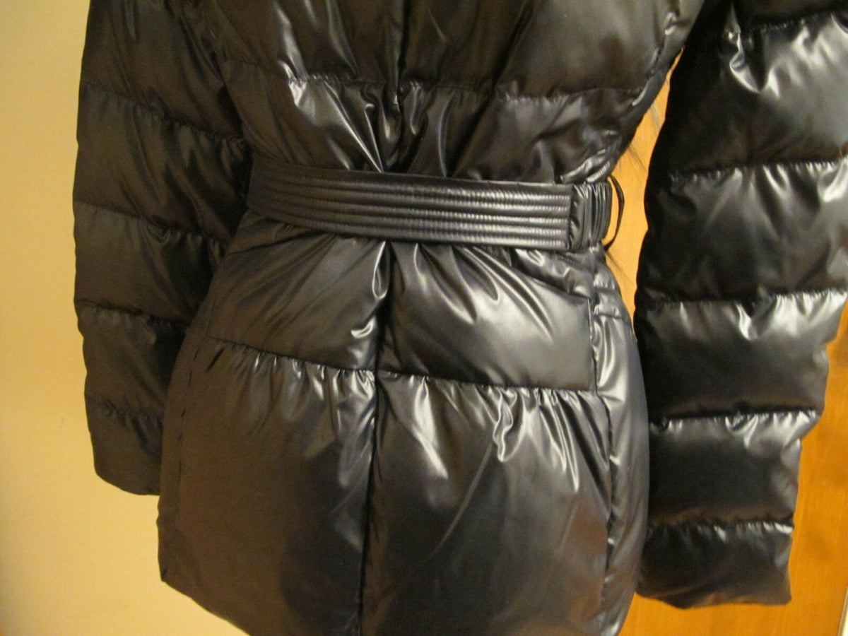 French Connection navy winter coat two in one down feather faux fur collar Small