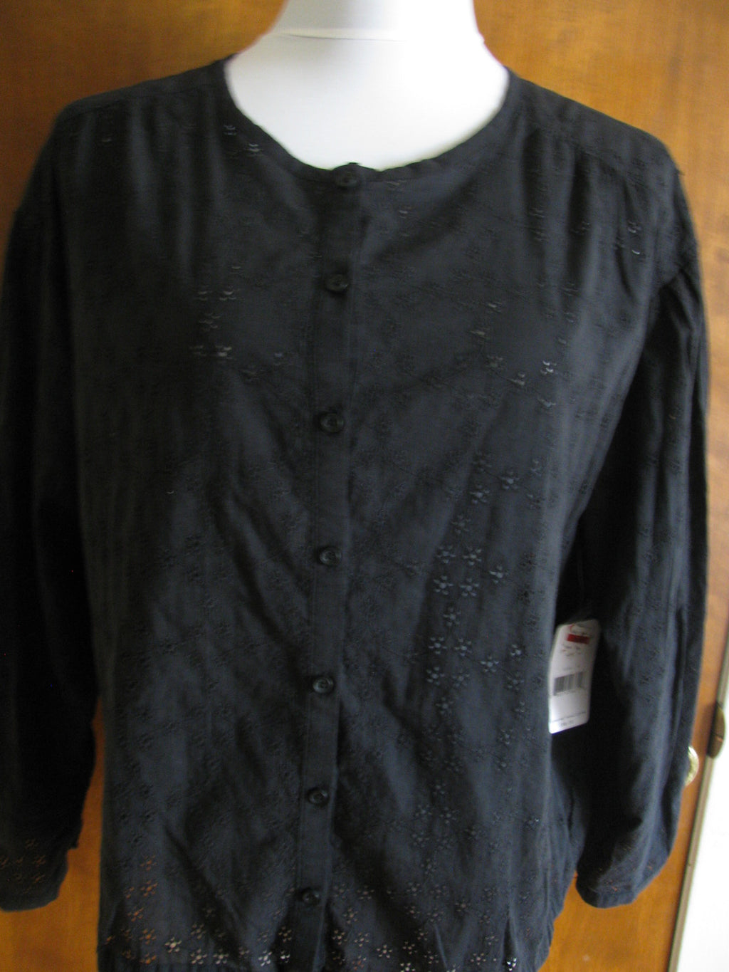 Free People women's black cotton crocheted fabric tunic top size Medium 