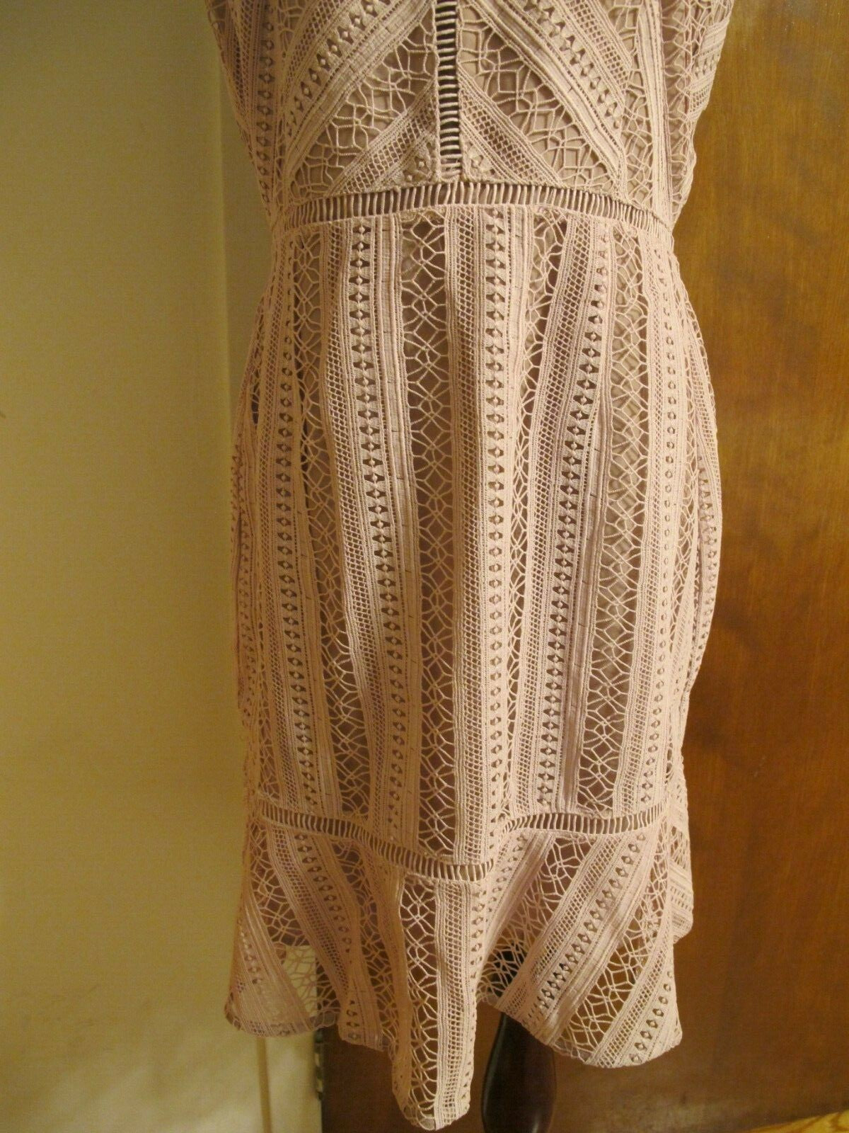 Anthropologie HD In Paris Crotchet Gardenia Lace Column Dress Mauve  XL (Fits L)