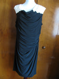Ralph Lauren Women's Black White Faux Wrap Evening Lined Dress Size 14