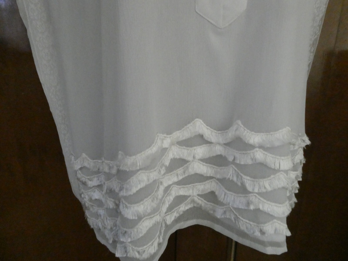 Anthropologie Ranna Gill Women's Decorated Detailed Lined White Top Size Large