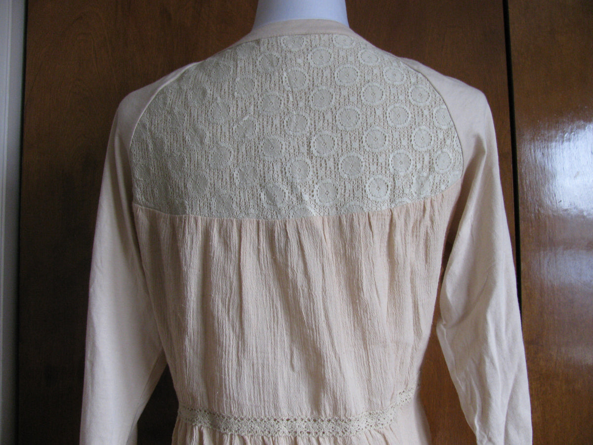 Trinity women's detailed organic cotton beige top large fits medium