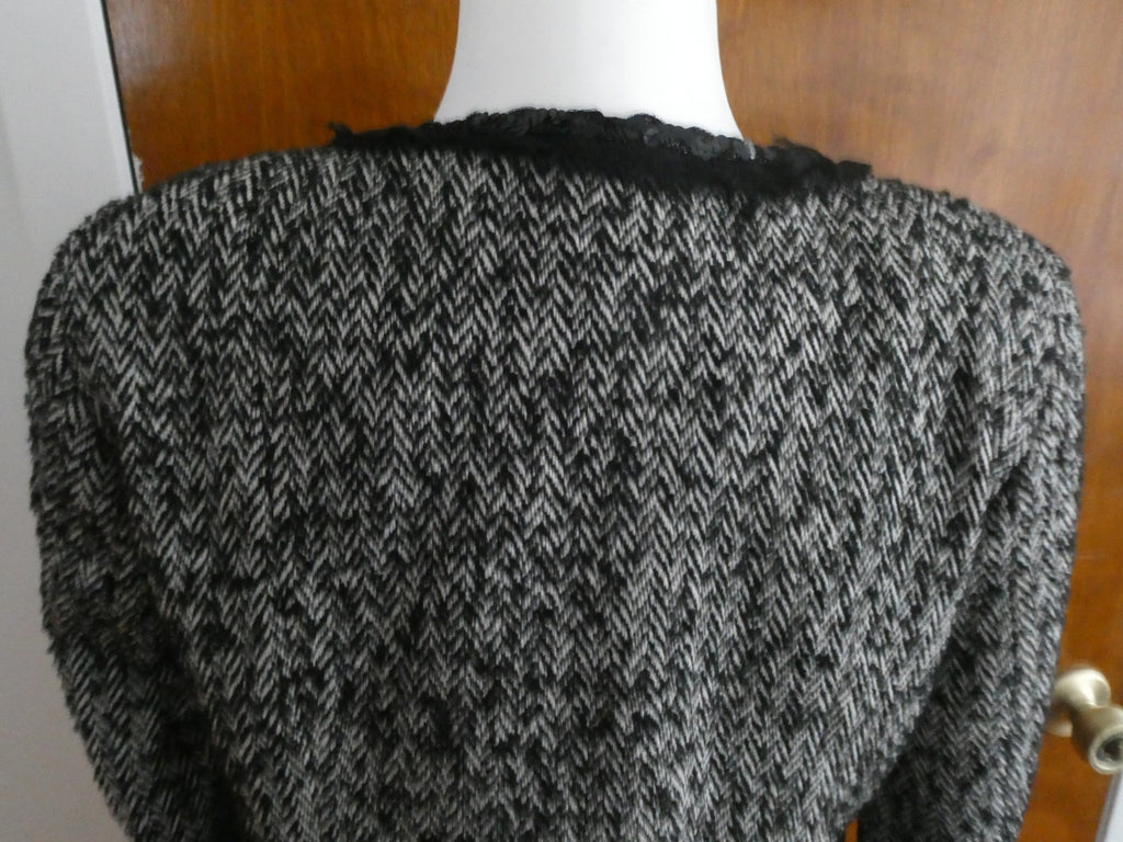 Sinequanone Women Black White Tweed & Sequin Wool Blend Lined Blazer Size Large