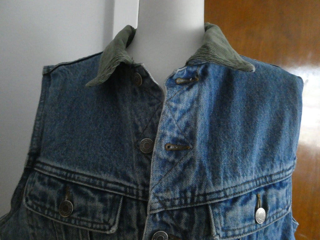 Ventura Denim Vest Cotton Quilted Lined Blue Jean Trucker Style Vintage Medium