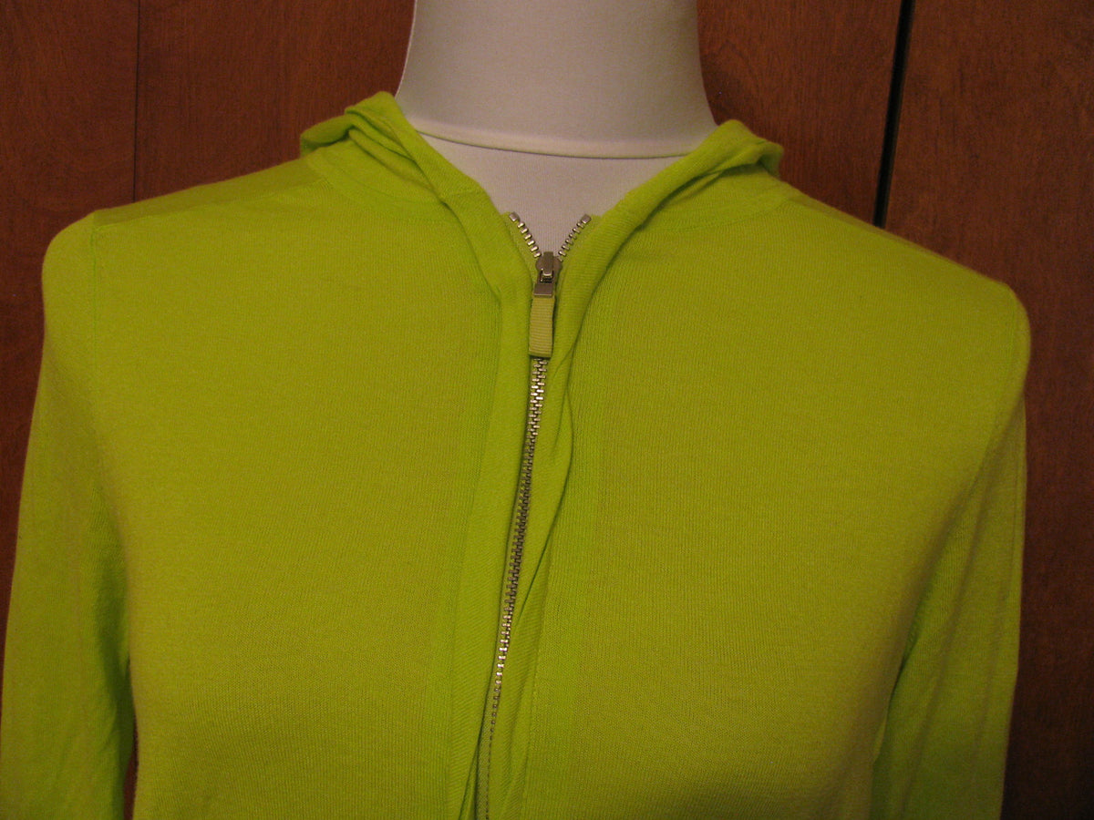 Magaschoni women's  green cotton zippered cardigan Xsmall New