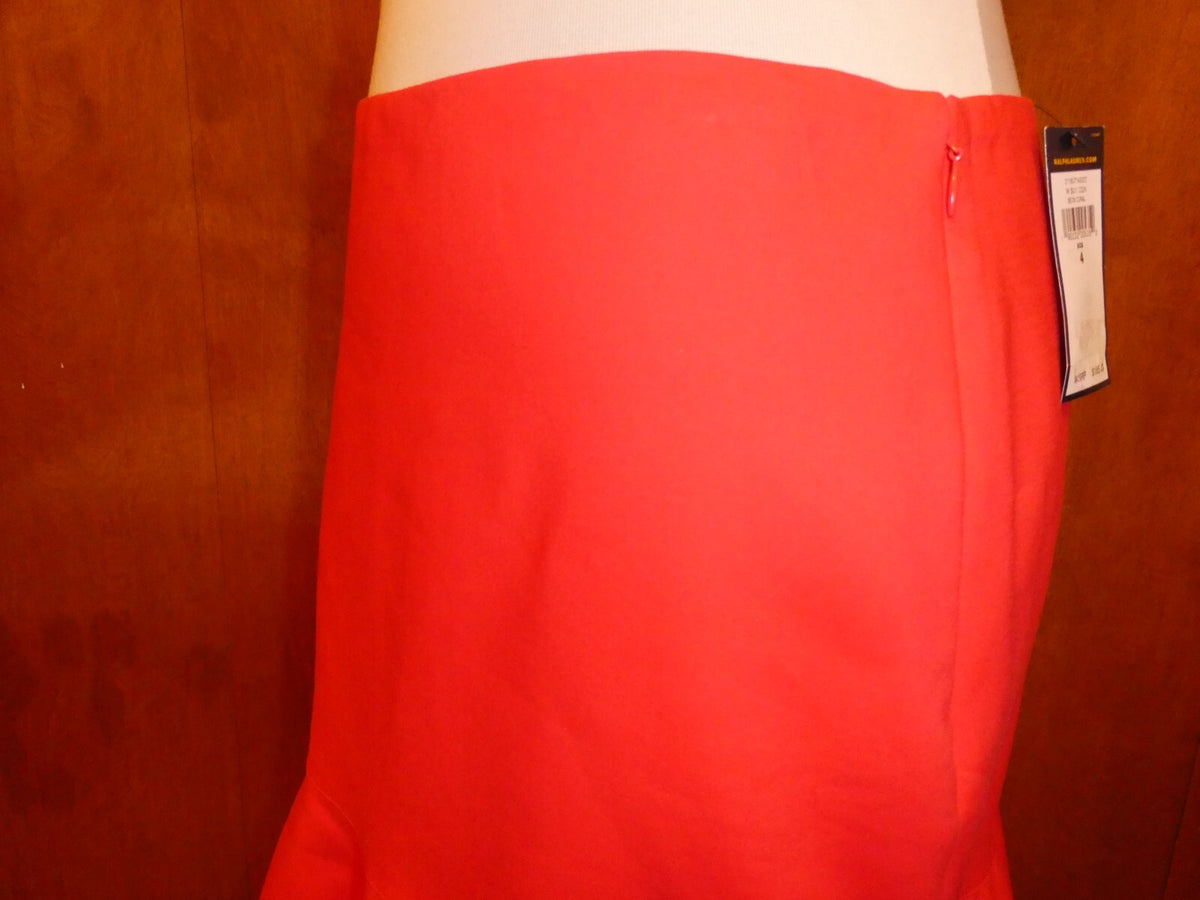 POLO Ralph Lauren Women's Cotton/Viscose Neon Coral Lined Mini Skirt Size 4