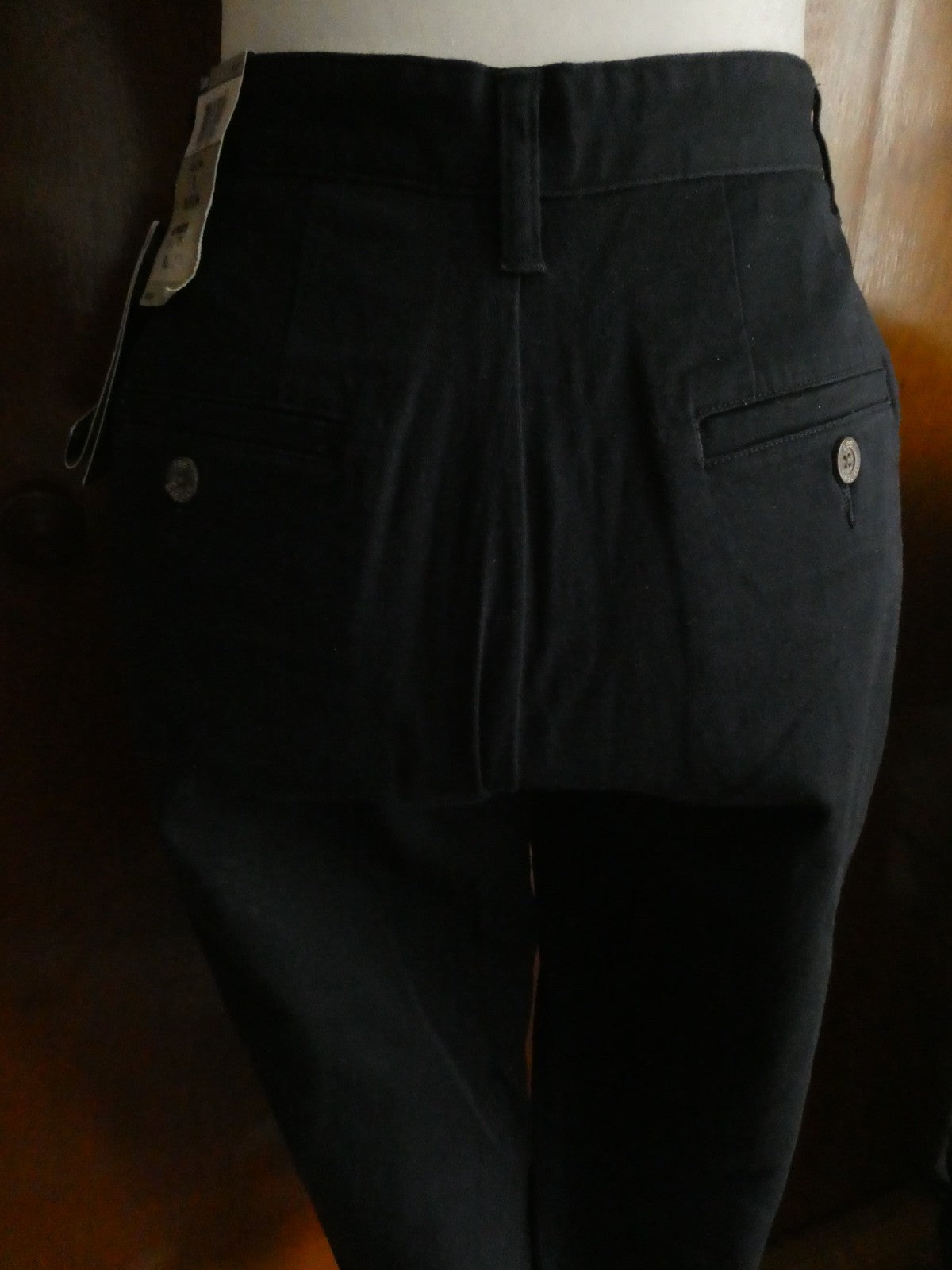 Lee Khakis Navy Women Capris Size 4 Medium Mid Rise Stretch Cotton Below Knee