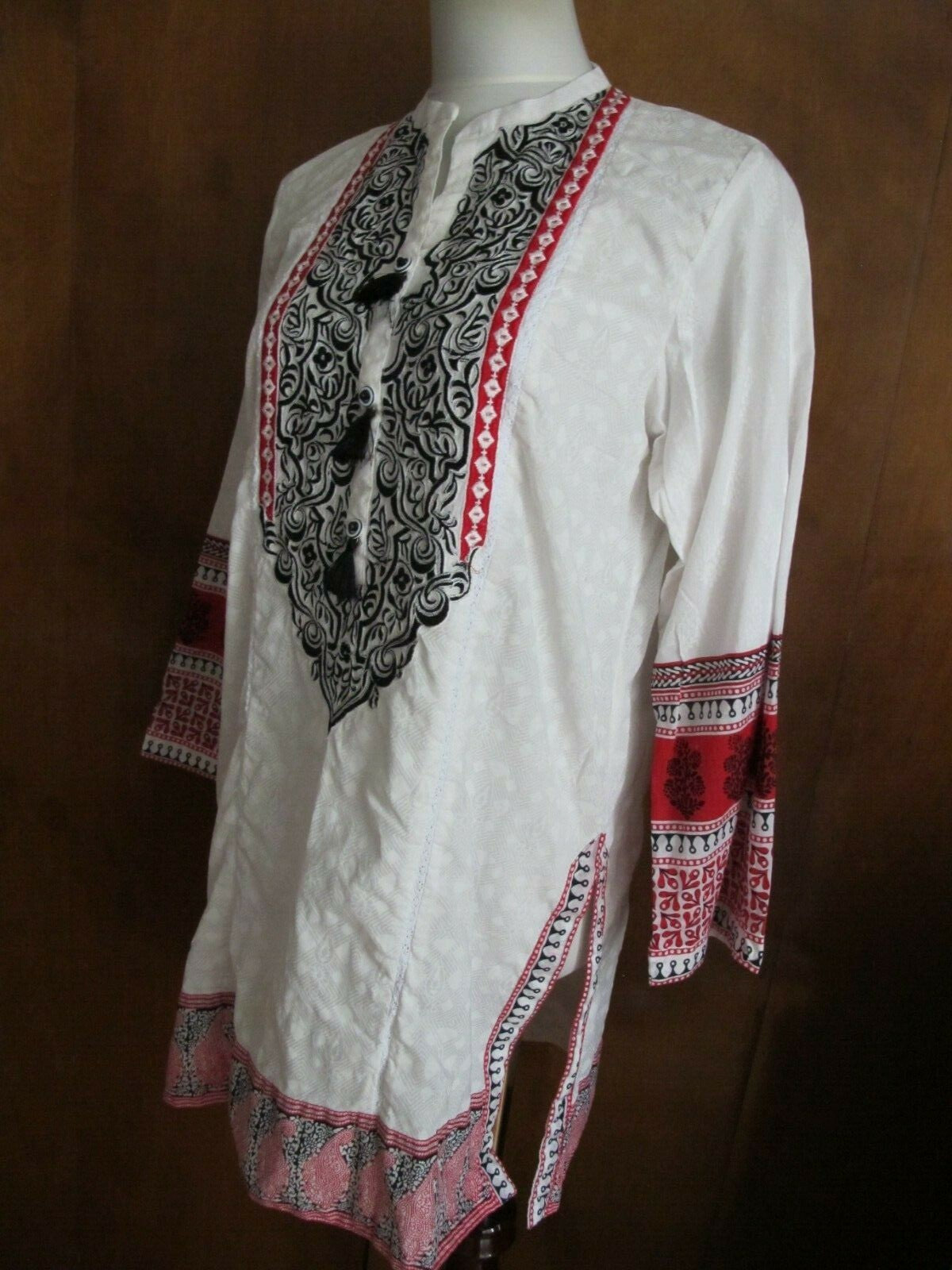 Lime Light Women’s White Embroidered  Cotton Tunic Top Or Swim Cover Large