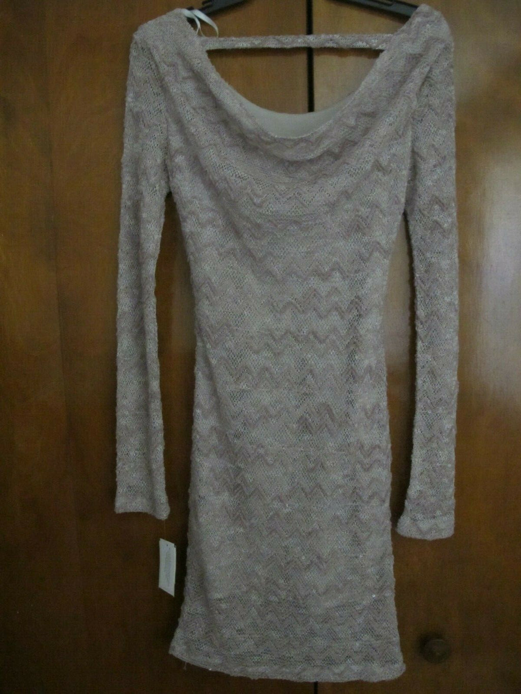 City Studio womens beige/taupe detailed fitted beaded soft dress Small (fits XS)