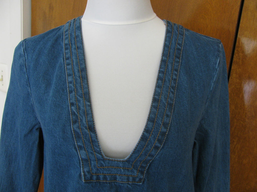 Free People women's denim henrix blue detailed tunic top New
