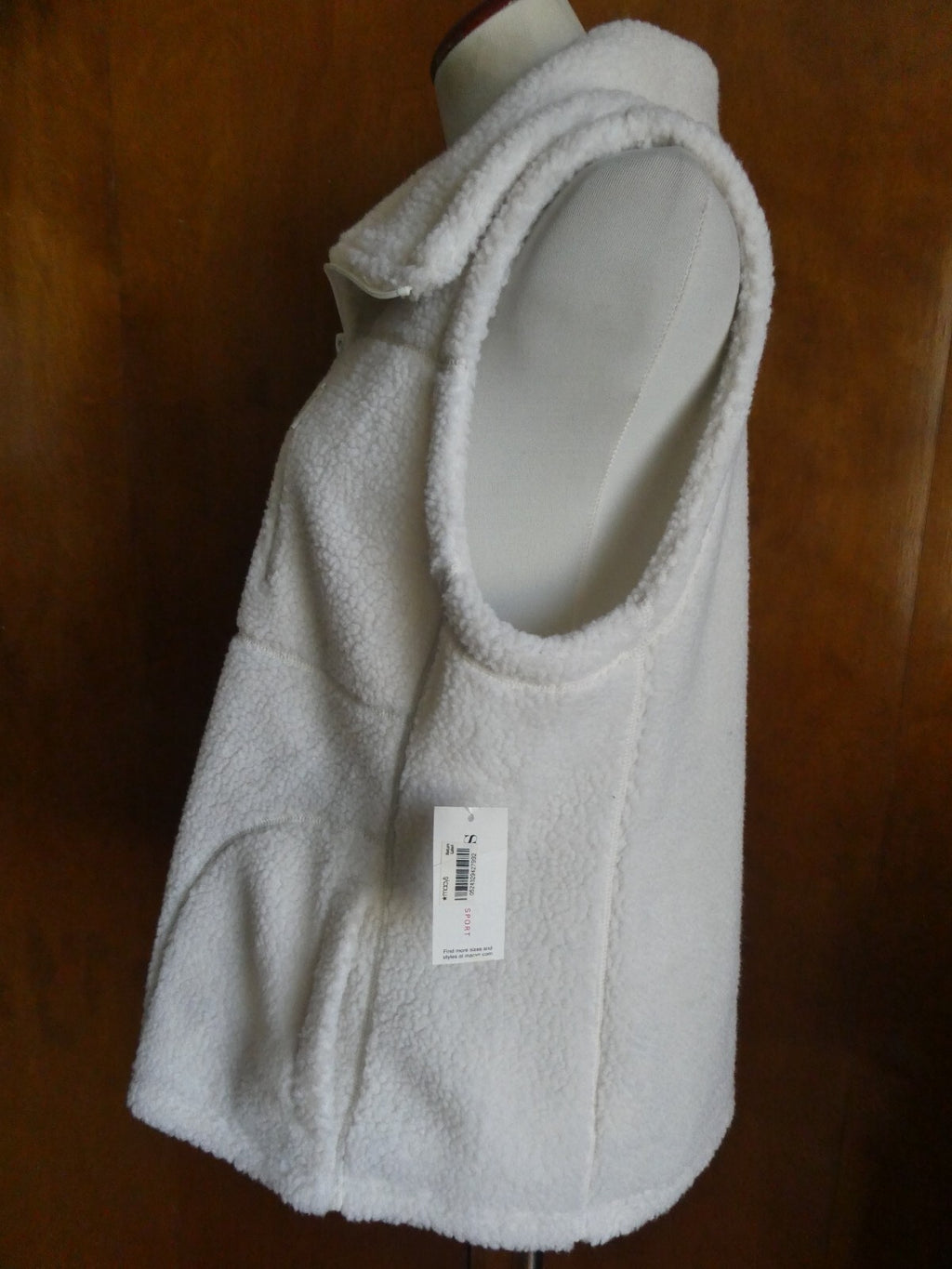 Style & CO. Sport Women's Winter White Full Zip Soft Vest w/Pockets Size XL