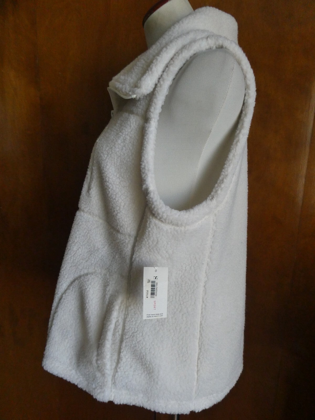 Style & CO. Sport Women's Winter White Full Zip Soft Vest w/Pockets Size XL