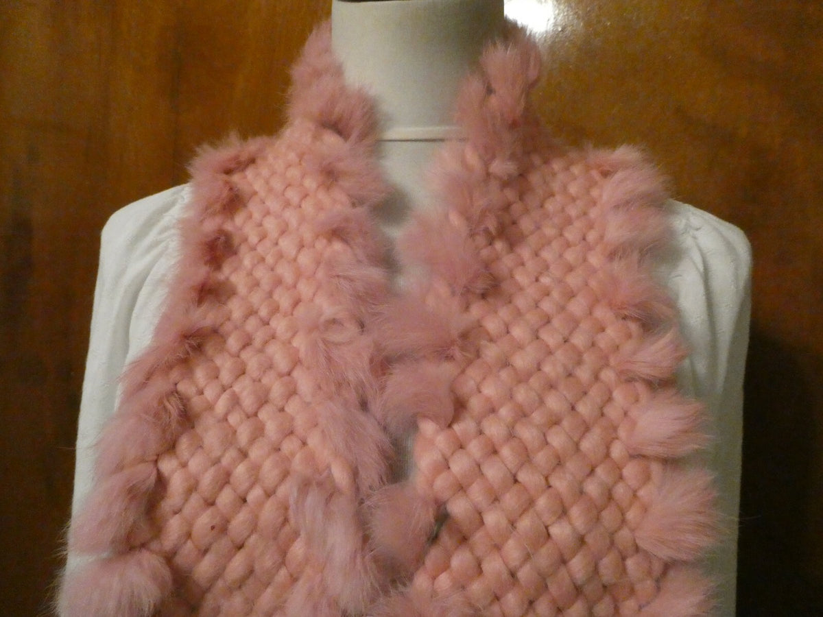 Women's Solid Pink Fringe Rabbit Scarf Size 60" X 4.5"