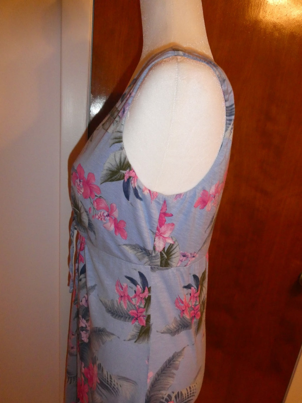 Tommy Bahama Women's Petite S/P Floral Tropical Summer Dress Cotton Modal Blue 