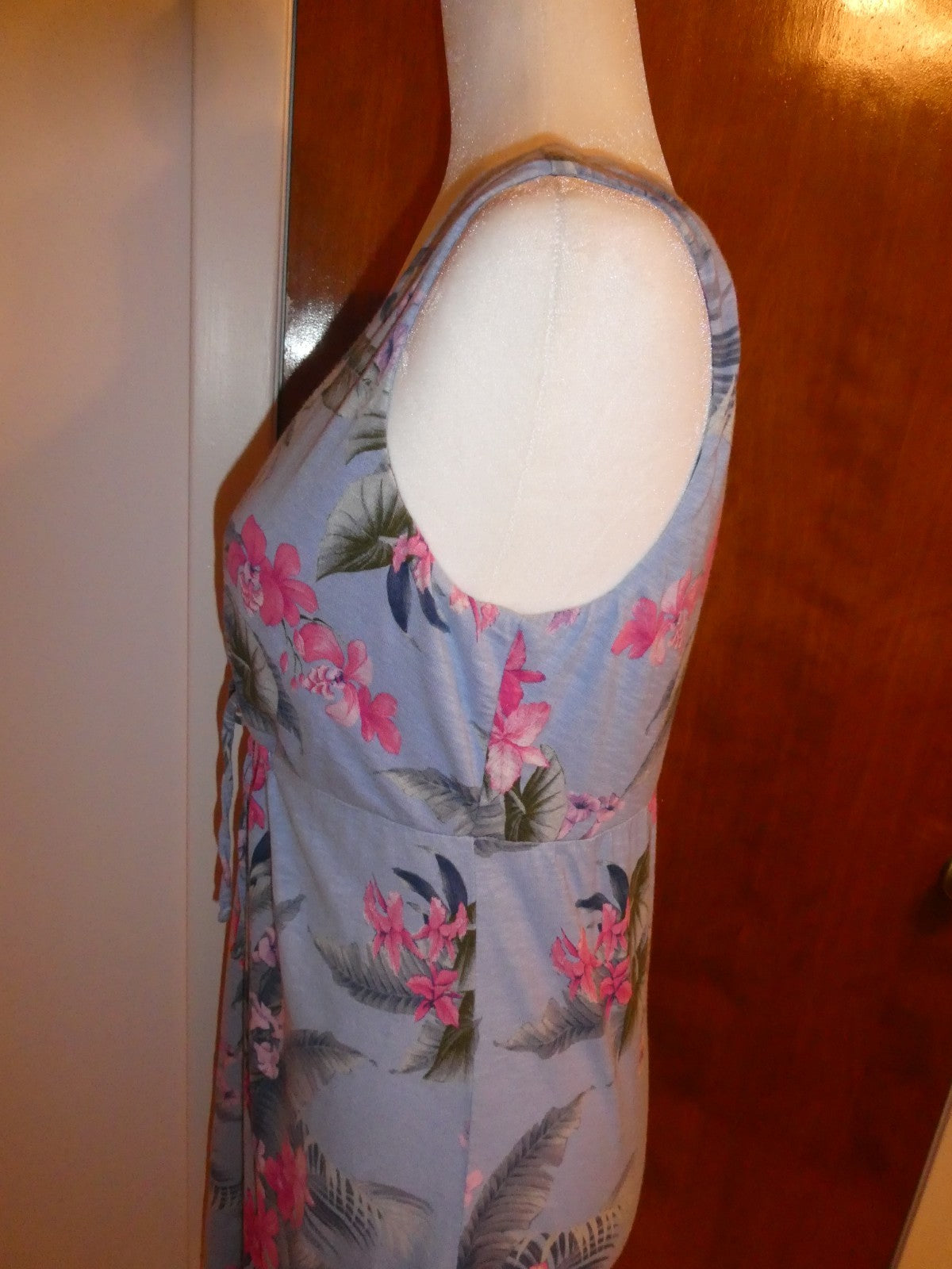 Tommy Bahama Women's Petite S/P Floral Tropical Summer Dress Cotton Modal Blue 