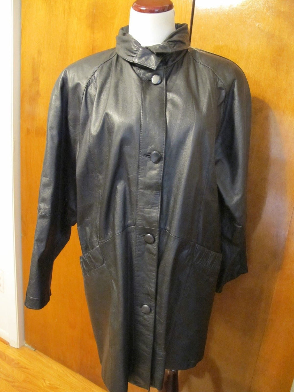 Pelle New York Milano Women's Black Real Genuine Leather Jacket Coat Medium 