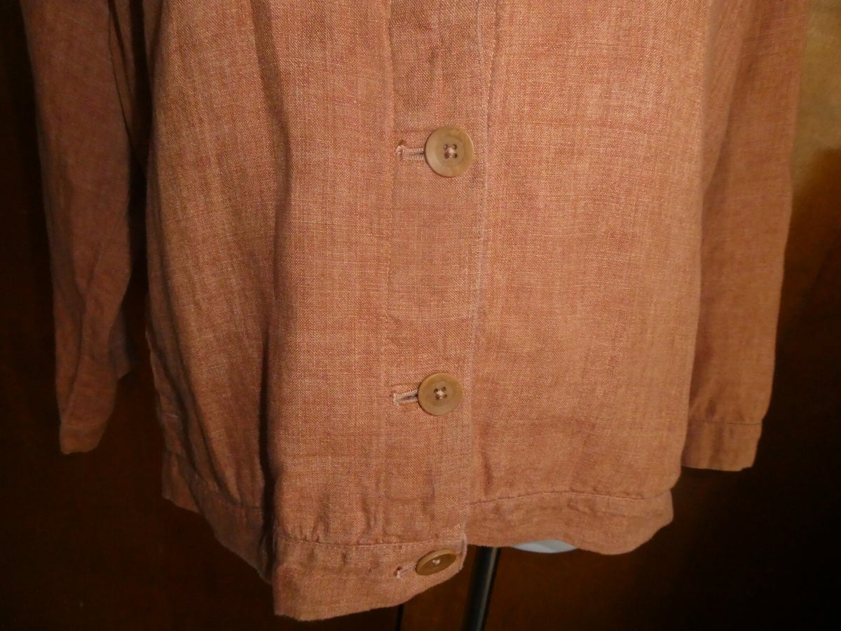 Eileen Fisher Women’s 100% Organic Linen Blazer Jacket Brown P/L