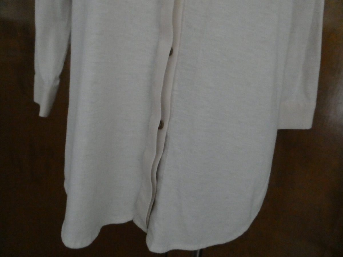 Poof Ivory Roll-Tab Long Sleeve Button Down Blouse Top Large