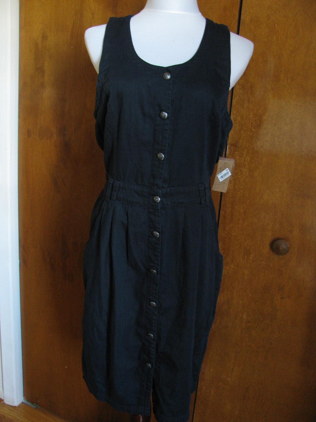 Rachel Roy women's navy sleeveless button down pocketed dress Large NWT