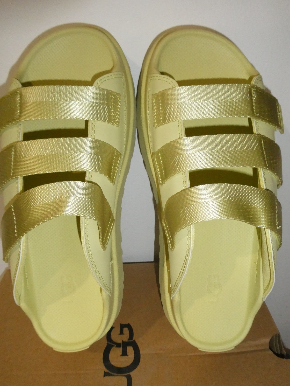 UGG GoldenGlow Slide Sandals Women Yellow Platform 1167430 Adjustable Straps 10