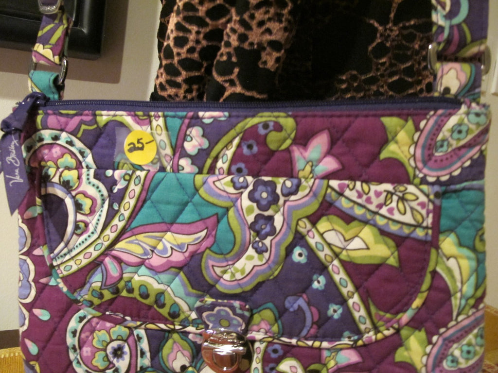 Vera Bradley Women's Multi Color Purple Shoulder Crossbody Quilted Zippered Bag
