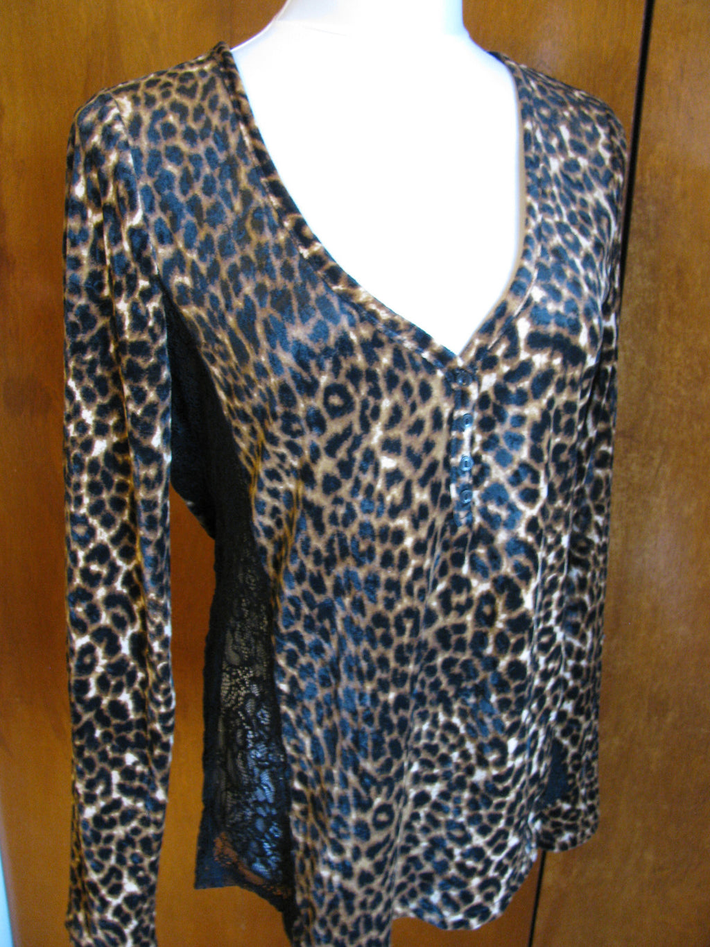 Denim & Supply women's leopard print velour mesh crafted evening top blouse New