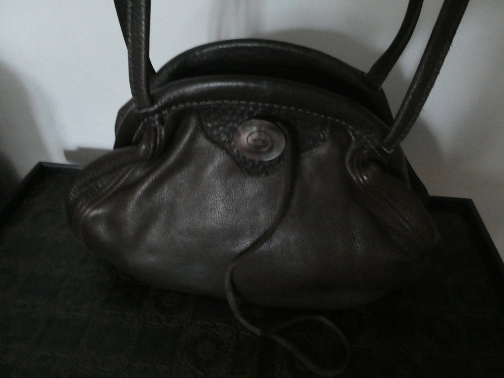 Vintage AMANN Brown Genuine Leather Shoulder Crossbody Bag Large 12x8x5 "1990s"