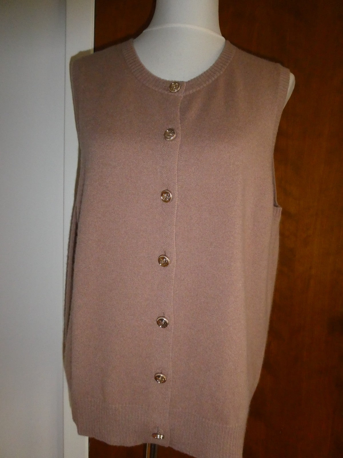 Bloomingdale's 100% Cashmere Button Front Sweater Vest Camel Size XL $178 NWT