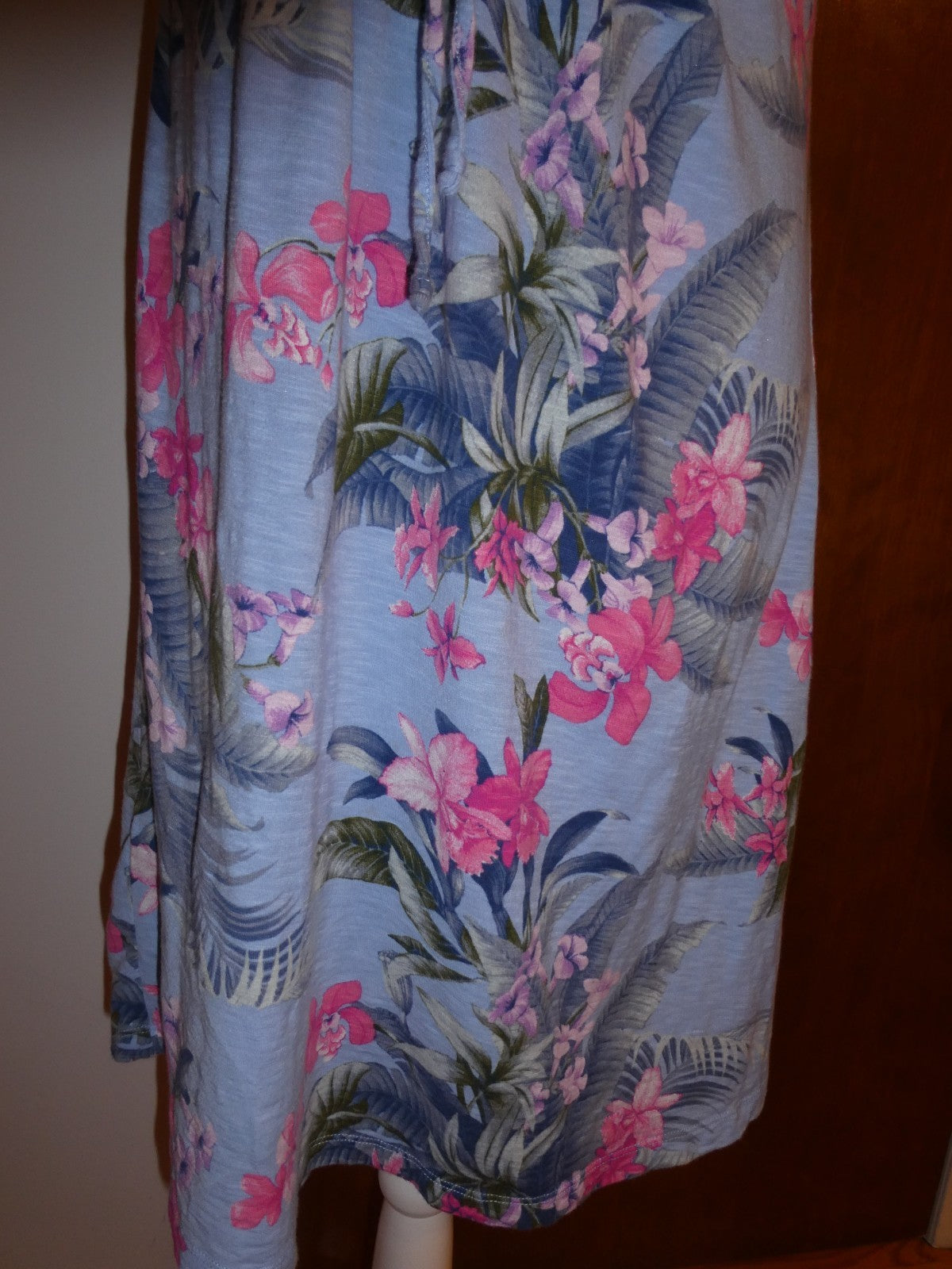 Tommy Bahama Women's Petite S/P Floral Tropical Summer Dress Cotton Modal Blue 