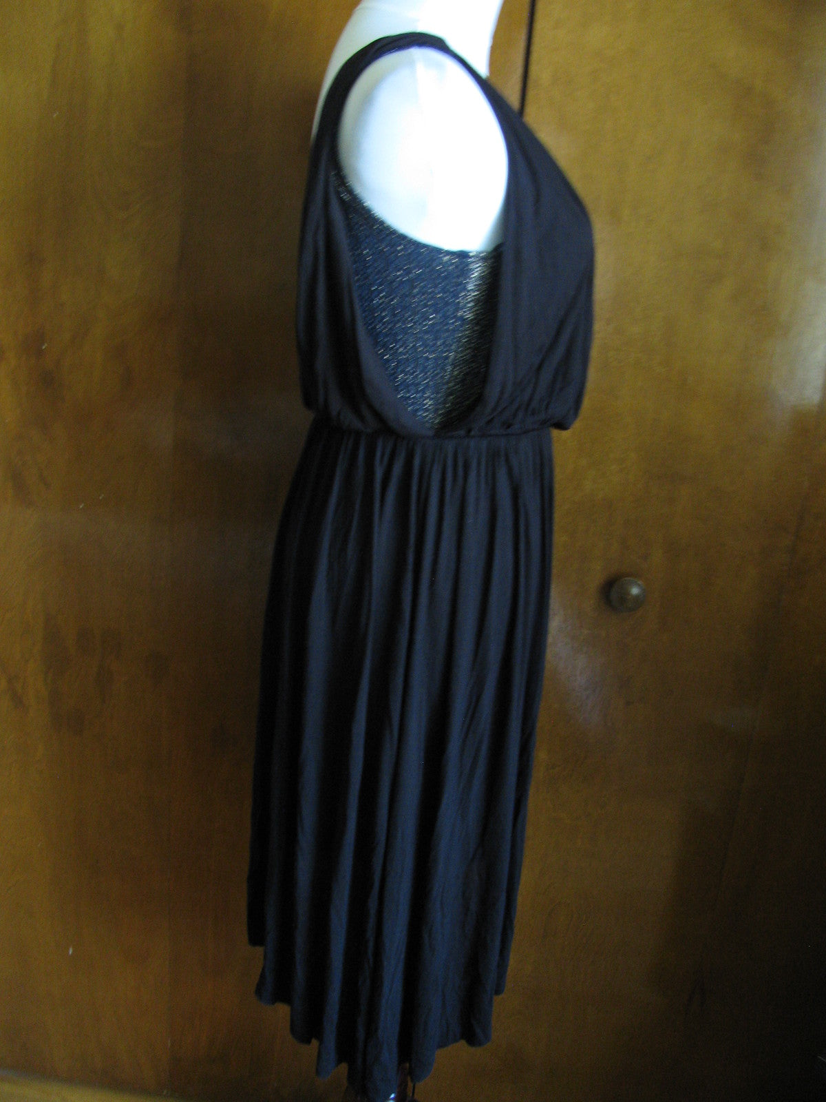 Free People Women Draping Over Black Combo Soft Rayon Dress Small 