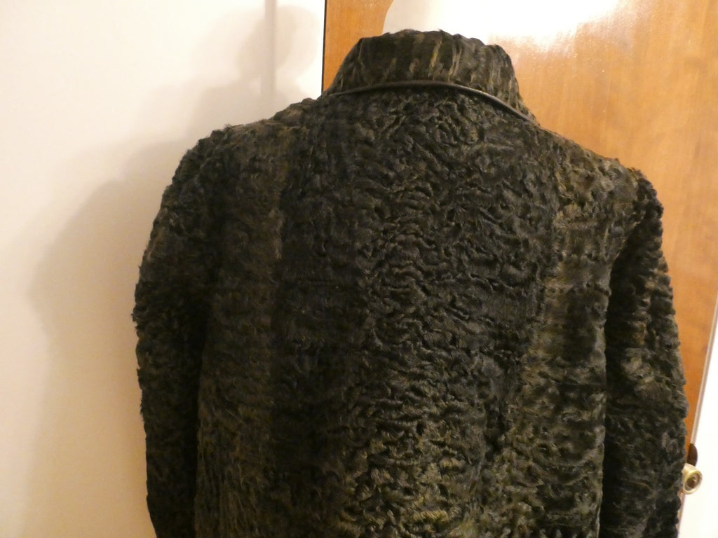 Custom Made Karakul Persian Lamb Reversible Brown Coat Women XL Fur & Leather