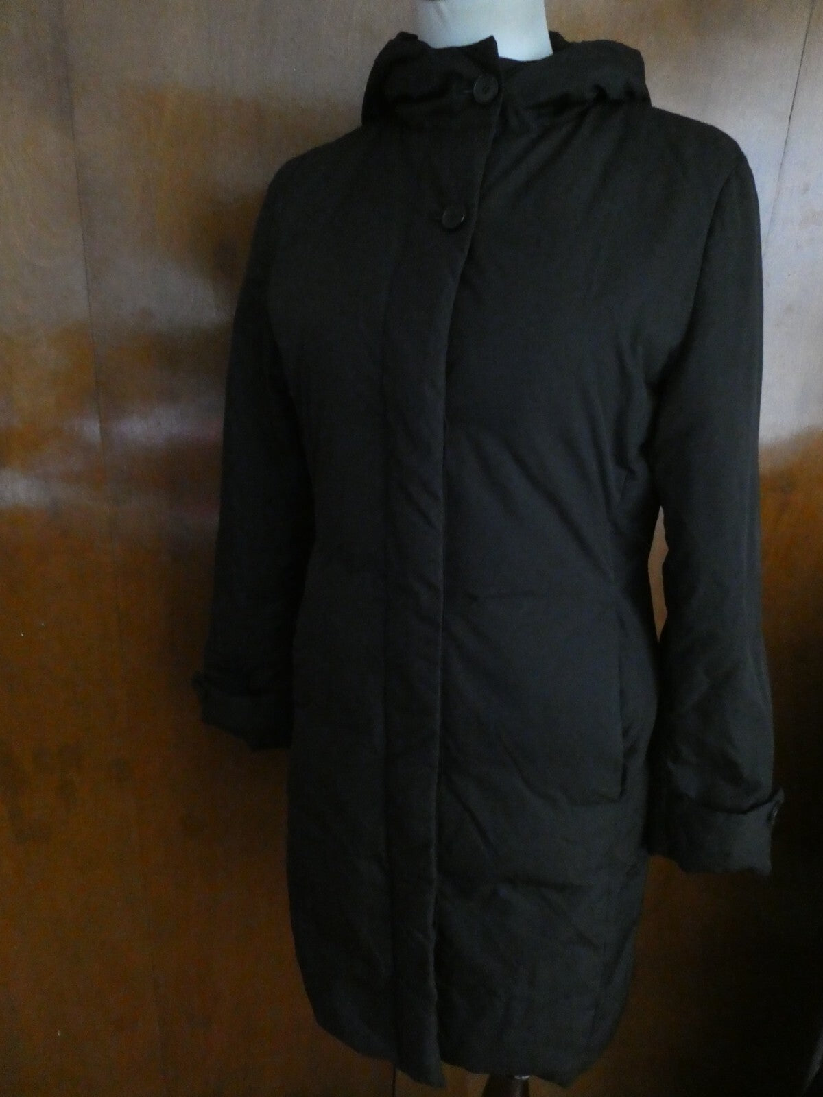 Cole Haan Women's Black Hooded Down Feather Winter Coat Size Small